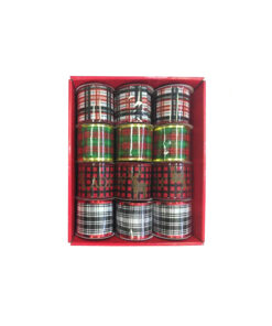 Grid Pattern Christmas Ribbon Assorted 6.3cm x 2.7m