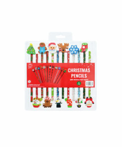 Christmas Pencils With Erasers Toppers 12pc