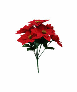 Poinsettia Bunch Flocked 7 Head 30cm