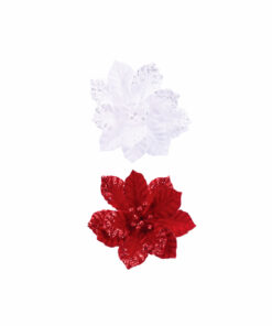 Embossed Sequin Poinsettia Stem Assorted