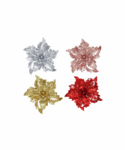 Glitter Poinsettia Clip Assorted