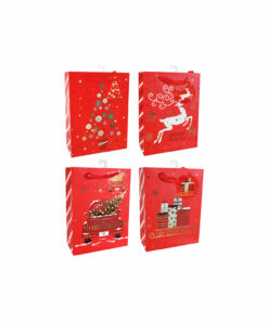 Medium Red / Gold Foil Christmas Giftbag Assorted 24 x 18 x 8cm