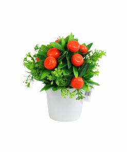 Orange Artificial Plants with White Pot 19cm
