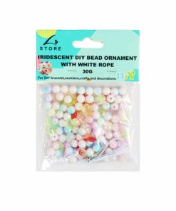 Iridescent Balls and Flowers DIY Bead Ornament With White Rope 30g