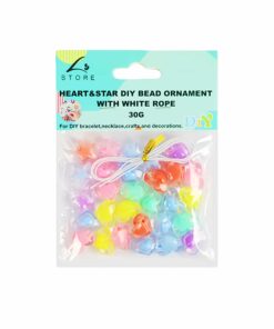 Heart and Star DIY Bead Ornament With White Rope 30g
