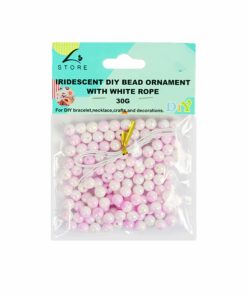 Pink Iridescent Pearl DIY Bead Ornament With White Rope 30g