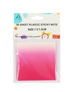 Pink Plastic Sticky Notes 50 sheets 7.5 x 7.5cm