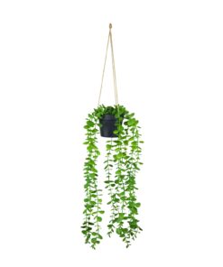 Hanging Faux Grass Plant with Black Pot 45cm