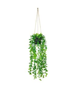 Hanging Faux Leaves Plant with Black Pot 45cm