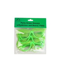 Green Party Glasses with Eyebrows and Beard 3 Sets 15 x 5.5cm