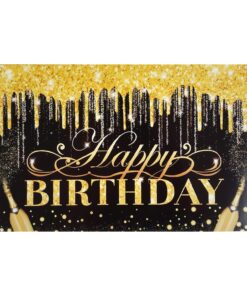 Black Happy Birthday Banner Backdrop 100x150cm