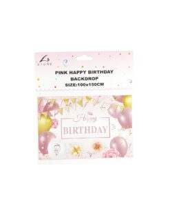 Pink Happy Birthday Banner Backdrop 100x150cm