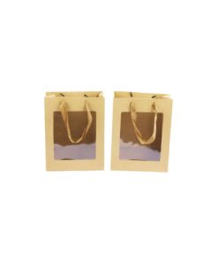 Medium Kraft Paperboard Gift Bag with Window 21x11x27cm 2pc