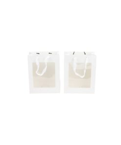Medium White Paperboard Gift Bag with Window 21x11x27cm 2pc
