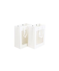 Medium White Paperboard Gift Bag with Window 21x11x27cm 2pc