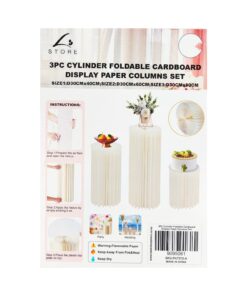 Cylinder Foldable Cardboard Display Columns Set 3pc