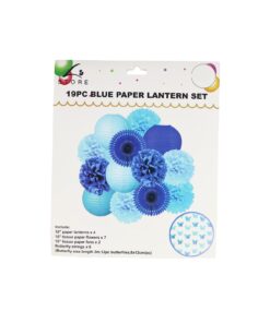 Blue Paper Lantern Set 19pc