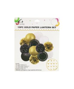 Gold Paper Lantern Set 19pc