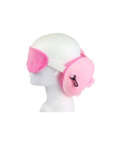 Pink Fox Ear Cups Travel Pillow with Eye Mask