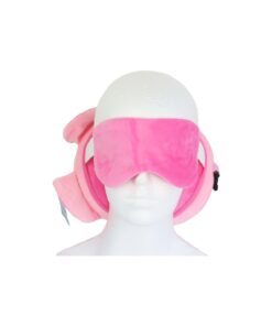 Pink Fox Ear Cups Travel Pillow with Eye Mask