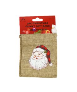Christmas Gunny Gift Bags 10x14cm 2pc