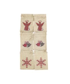 Christmas Gunny Gift Bags 10x14cm 6pc