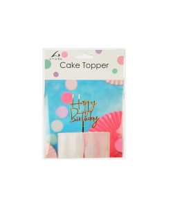 Gold Happy Birthday Cake Topper 1pc 9x16cm