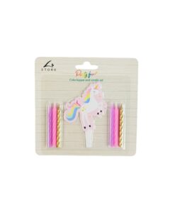 Unicorn Cake Topper with Candles Set