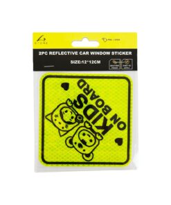 Silver & Yellow Kids on Board Reflective Car Windiw Stickers 2pc