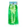 Green Flowered Hawaiian Grass Skirt Set 5pc