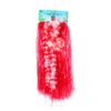 Red Flowered Hawaiian Grass Skirt Set 5pc