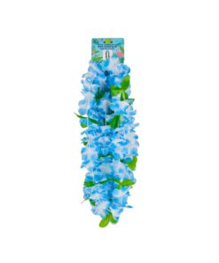 Blue Hawaiian Lei with Leaves 52.5x 6.5cm 5pc