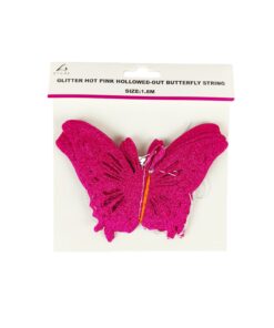 Glitter Hot Pink Hollowed-out Butterfly String 1.8m