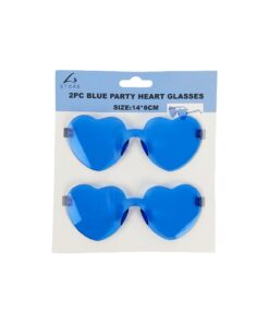Blue Party Heart Glasses 14x6cm 2pc