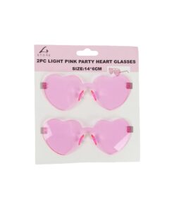Light Pink Party Heart Glasses 14x6cm 2pc