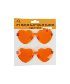 Orange Party Heart Glasses 14x6cm 2pc