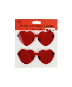 Red Party Heart Glasses 14x6cm 2pc