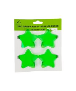 Green Party Star Glasses 15x7cm 2pc