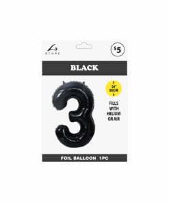 Alternative view of Black Foil Number Balloon 3