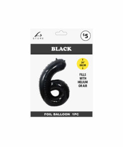 Alternative view of Black Foil Number Balloon 6