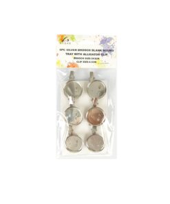 Silver Brooch Blank Round Tray with Alligator Clip 3x3cm 6pc