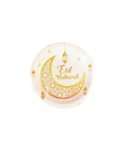 White Eid Paper Plates 7in 12pc