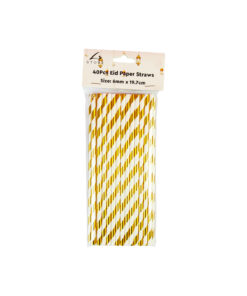 White Eid Paper Straws 40pc