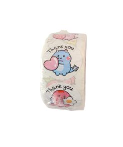 Thank You Dinosaur Sticker Roll 2.5x2.5cm 500pc