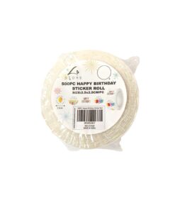 Happy Birthday Sticker Roll 2.5x2.5cm 500pc
