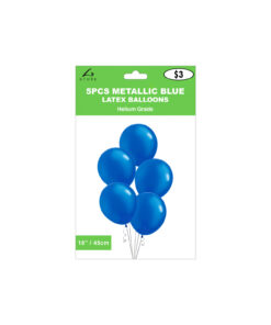 Alternative view of Metallic Blue Latex Balloons 18in 5pk