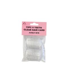 9 Teeth Clear Plastic Comb 15pc 5x4cm