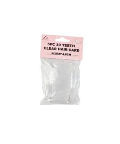 30 Teeth Clear Plastic Comb 5pc 9x4.8cm