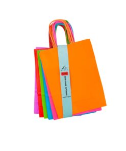 Small Neon Color Paper Bags 16x22x8cm 12pc