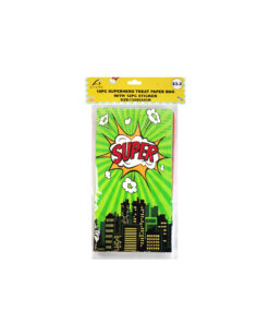 Superhero Paper Treat Paper Bags With Stickers 10pc
